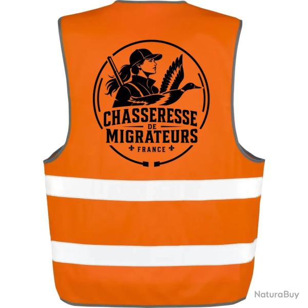 Gilet Chasse - Chasseresse de migrateurs - Canard - Orange