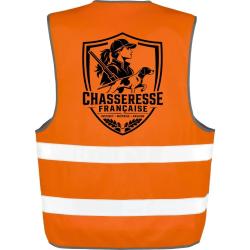 Gilet Chasse - Chasseresse fran&ccedil;aise - Blason - Orange