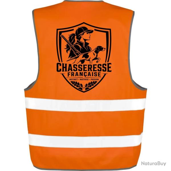 Gilet Chasse - Chasseresse fran�aise - Blason - Orange