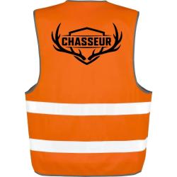 Gilet Chasse - Chasseur - Blason aux bois de cerf - Orange