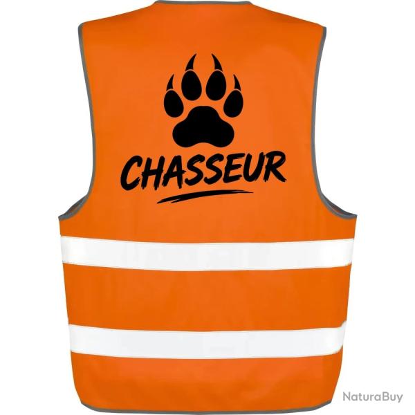 Gilet Chasse - Chasseur - Empreinte canine - Orange