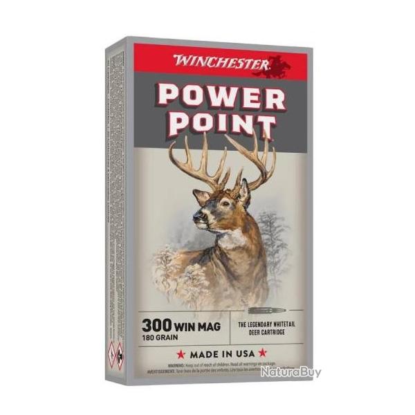 Cartouches Winchester 300WM Power Point 180 gains Bte de 20