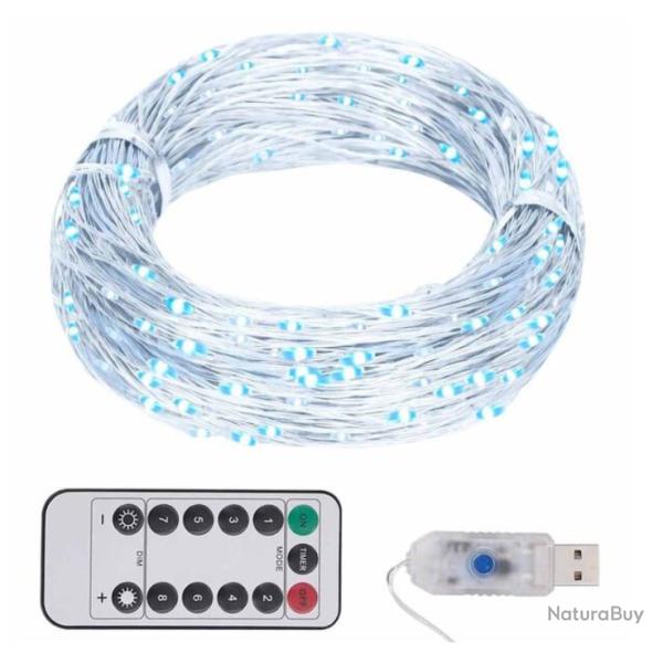 Guirlande LED blanc froid 15 m 150 LED cuivre 8 modes t�l�commande