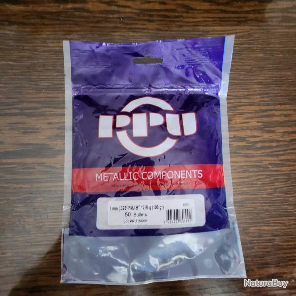 Ogives PPU cal.323 8MM FMJ BT 198 gr (12,85g) x50