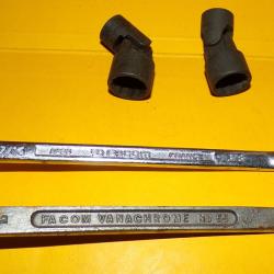 LOT DE 2 DOUILLES CLE PANS U.S ( 2 EN 5/8 ) + 2 CLES FACOM EN PAN U.S ,BON ETAT ,BON ETAT VOIR PHOTO