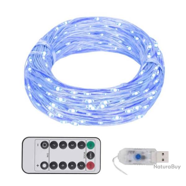 Guirlande LED bleu 15 m 150 LED cuivre 8 modes t�l�commande