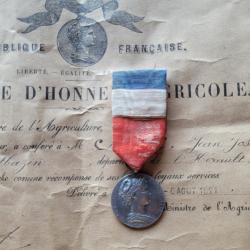 M&eacute;daille d'Honneur Agricole 1921