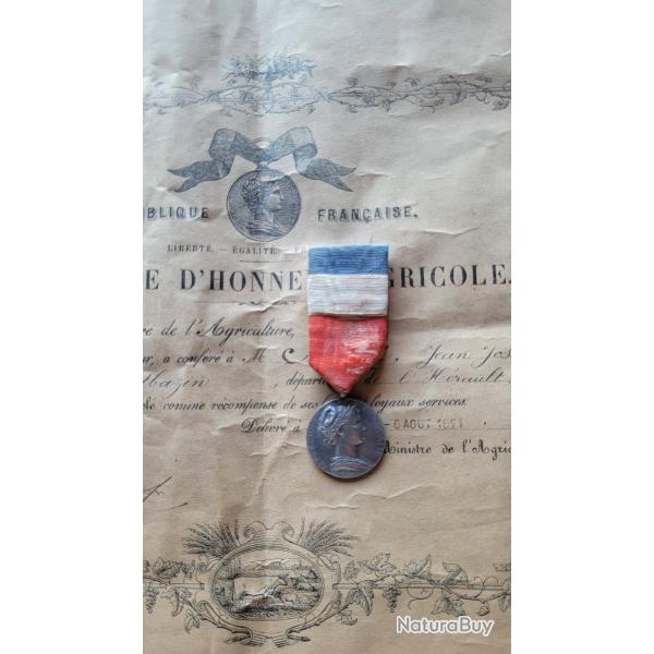 M�daille d'Honneur Agricole 1921