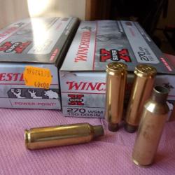 115  douilles vides de calibre  270  W S M   de  marque  WINCHESTER,   LIVRER      avec  4  BOITES