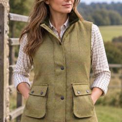 Gilet en tweed pour femme vert Claire
