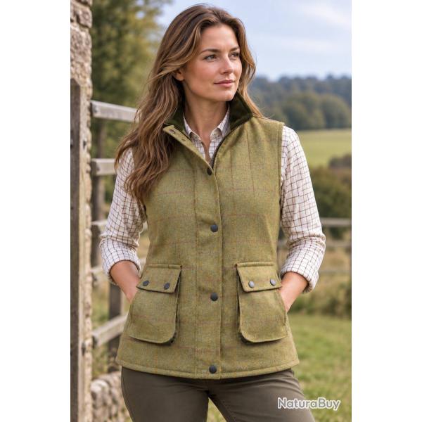 Gilet en tweed pour femme vert Claire
