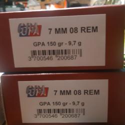 Cartouches GPA 7mm08 REM +18 Cartouches 7mm08 winchesterPower point 140 grain.