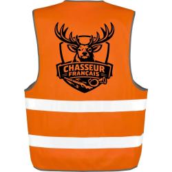 Gilet Chasse - Chasseur fran&ccedil;ais - Cerf et fusil - Orange