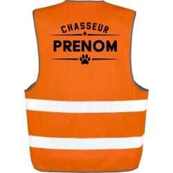 Gilet Chasse - Chasseur pr&eacute;nom - Personnalisable - Orange