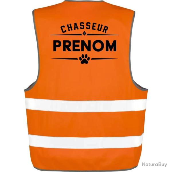 Gilet Chasse - Chasseur pr�nom - Personnalisable - Orange