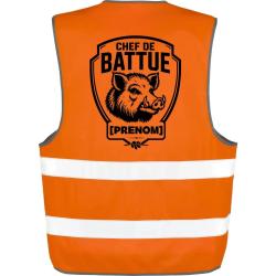 Gilet Chasse - Chef de battue - Personnalisable - Orange