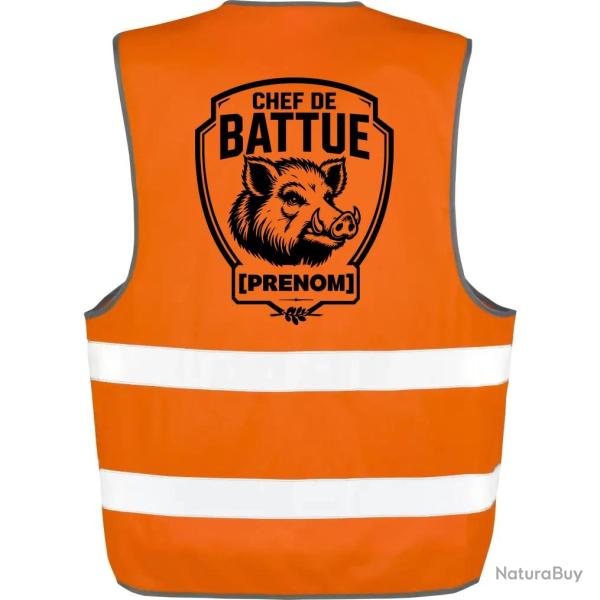 Gilet Chasse - Chef de battue - Personnalisable - Orange