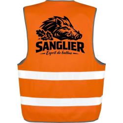 Gilet Chasse - Esprit de battue - Sanglier sauvage - Orange