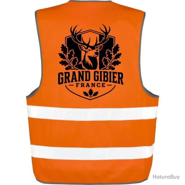 Gilet Chasse - Grand gibier France - Cerf et ch�ne - Orange