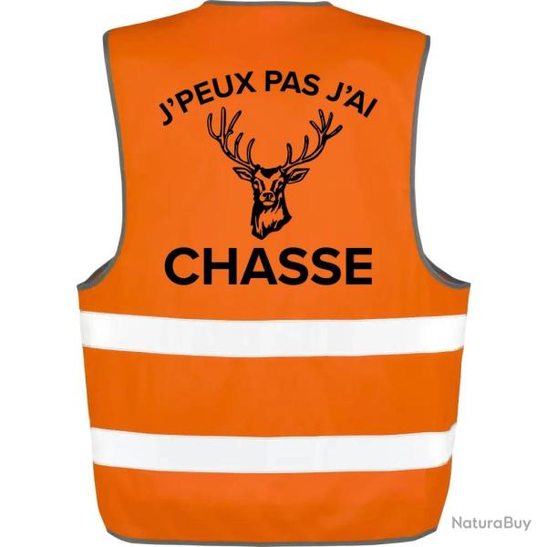 Gilet Chasse - J'peux pas j'ai chasse - Cerf - Orange