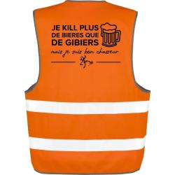 Gilet Chasse - Je tombe plus de bi&egrave;res que de gibiers - Orange