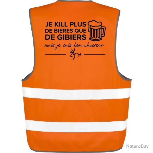 Gilet Chasse - Je tombe plus de bi�res que de gibiers - Orange