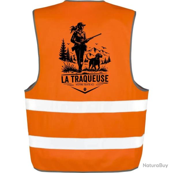 Gilet Chasse - La traqueuse - Duo personnalisable - Orange