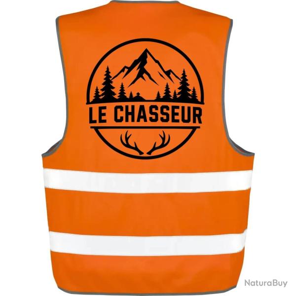 Gilet Chasse - Le chasseur - Montagnes et ramure - Orange
