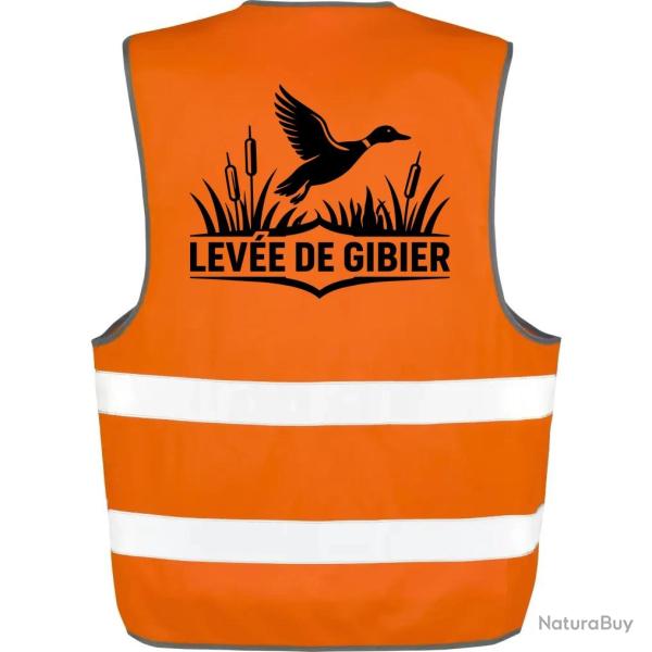 Gilet Chasse - Lev�e de gibier - Canard des roseaux - Orange