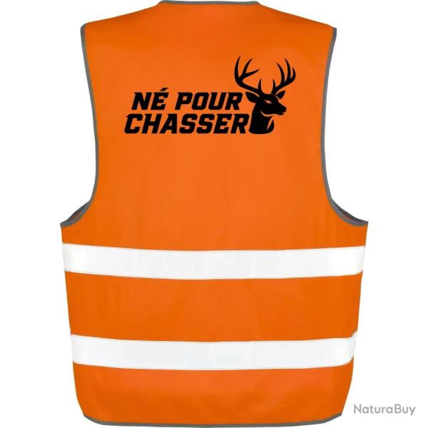 Gilet Chasse - N� pour chasser - Silhouette de cerf - Orange
