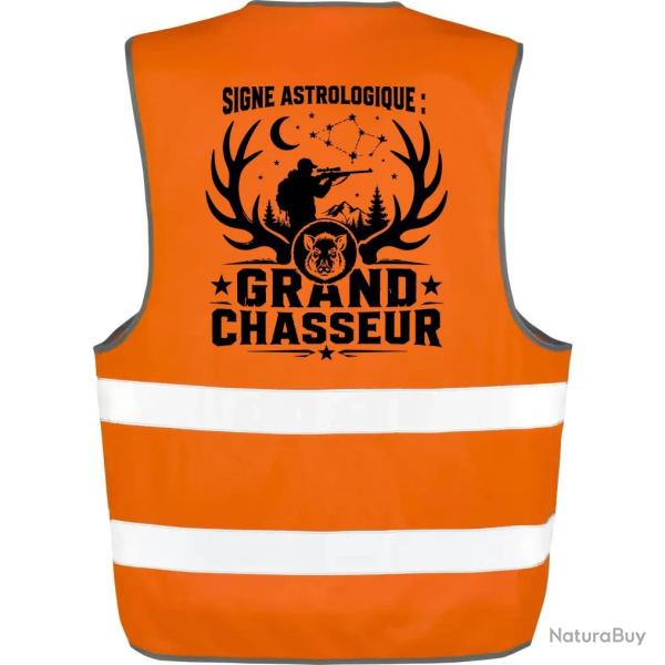 Gilet Chasse - Signe astrologique - Grand chasseur - Orange