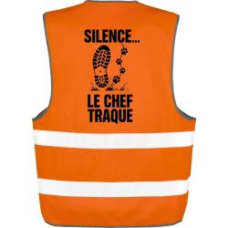 Gilet Chasse - Silence, le chef traque - Empreintes - Orange