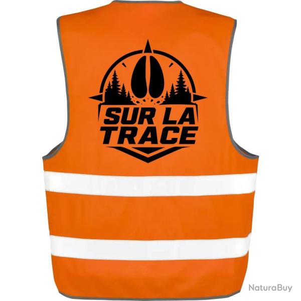 Gilet Chasse - Sur la trace - Empreinte de sanglier - Orange