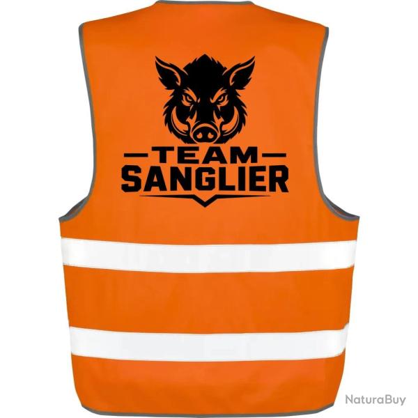 Gilet Chasse - Team sanglier - Portrait sauvage - Orange