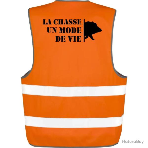 Gilet Chasse - Un mode de vie - Sanglier - Orange
