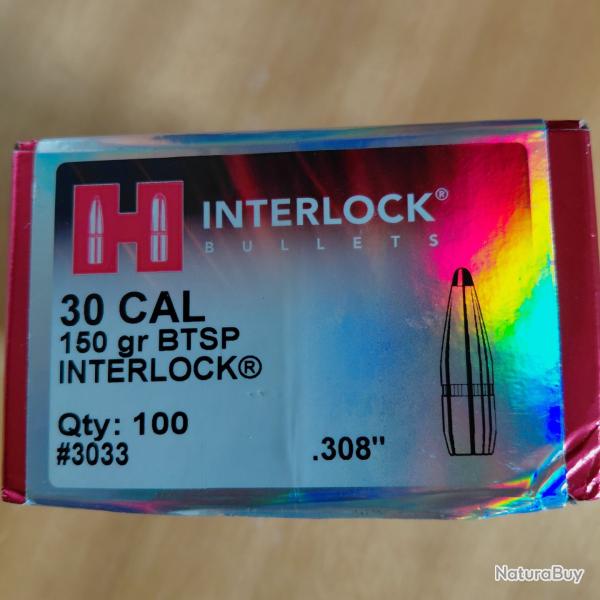 75 Ogives Hornady calibre 30 interlock 150 grains