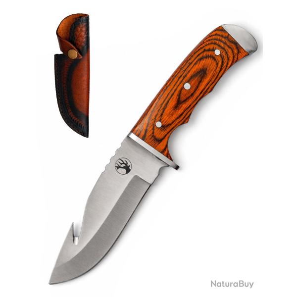 Couteau de chasse Cerf - Manche Pakkawood et �tui cuir
