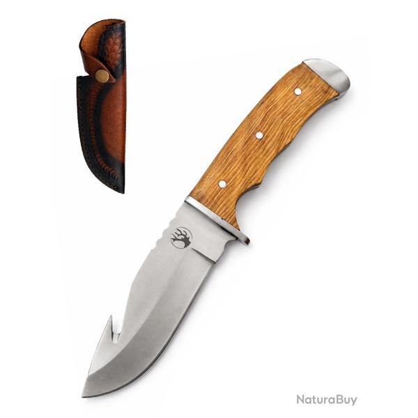 Couteau de chasse Cerf - Manche bois naturel