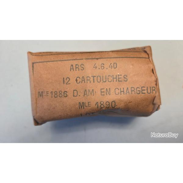 Un beau paquet de 4 chargeurs de Lebel Mod 1890 pour mousqueton ,soit 12 cartouches en C