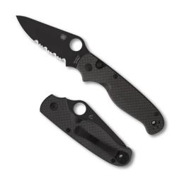 Couteau pliant semi-dent&eacute; Spyderco "BUTTONUP" noir