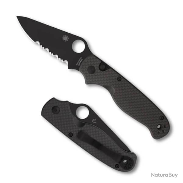 Couteau pliant semi-dent� Spyderco "BUTTONUP" noir