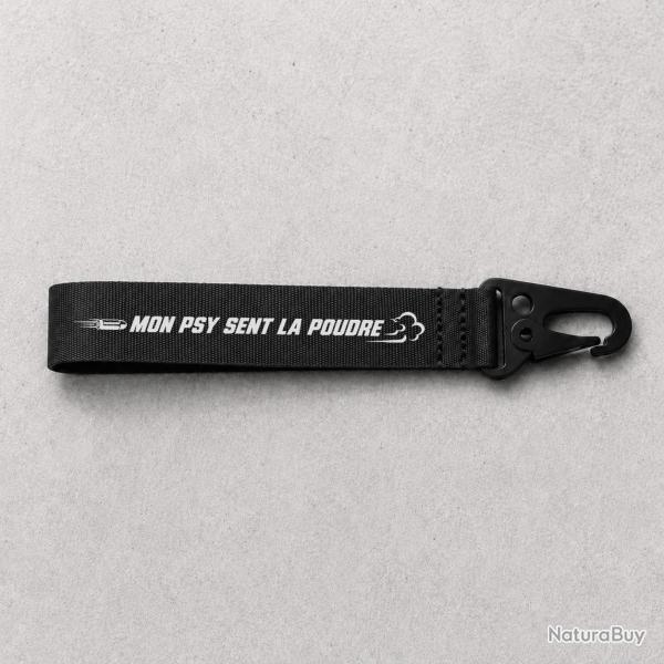 Porte-cl� Tir Sportif - Mon psy sent la poudre - Noir