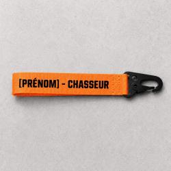 Porte-cl&eacute; Chasse - Pr&eacute;nom chasseur - Orange