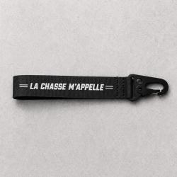 Porte-cl&eacute; Chasse - La chasse m'appelle - Typographie - Noir