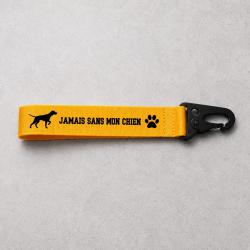 Porte-cl&eacute; Chasse - Jamais sans mon chien - Jaune