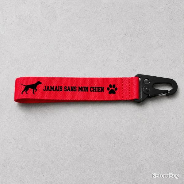 Porte-cl� Chasse - Jamais sans mon chien - Rouge