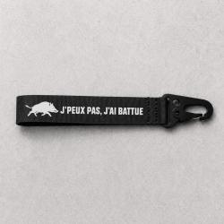 Porte-cl&eacute; Chasse - J'peux pas, j'ai battue - Noir