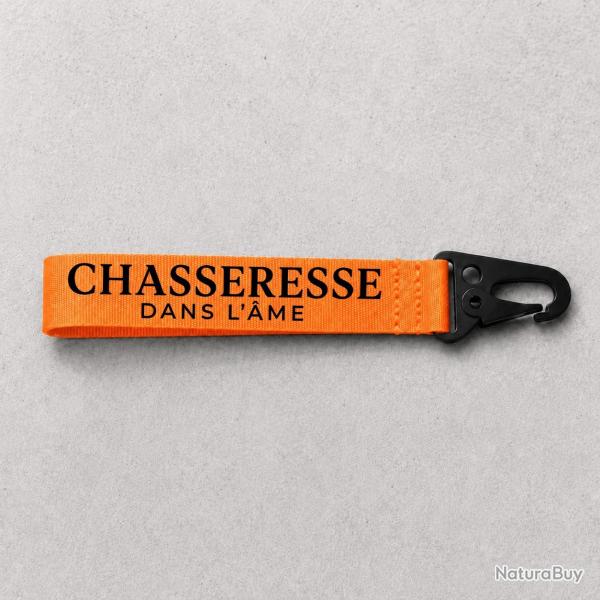 Porte-cl� Chasse - Chasseresse dans l'�me - Typographie - Orange