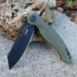 Couteau Pliant Kubey Drake Lame Acier AUS-10A black stonewash Manche G10 vert liner lock KUB239B