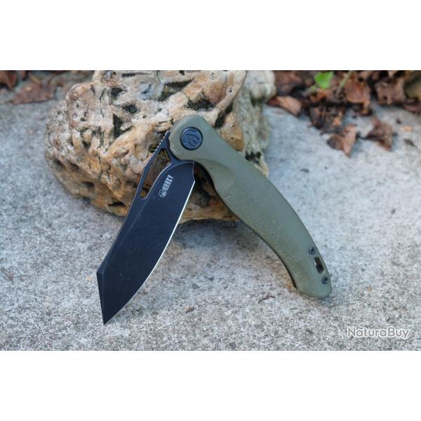 Couteau Pliant Kubey Drake Lame Acier AUS-10A black stonewash Manche G10 vert liner lock KUB239B